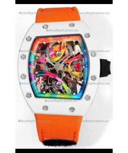 Richard Mille Super Clone RM68-01 White Ceramic Casing Nylon Strap Tourbillon Swiss Replica
