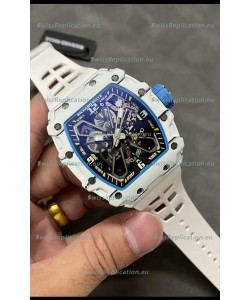 Richard Mille RM35-03 Rafael Nadal Edition White Carbon Fiber Casing 1:1 Mirror Replica Watch in White Strap
