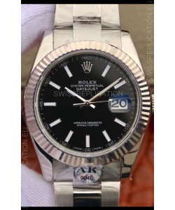 Rolex Datejust 41MM Cal.3135 Movement Swiss Replica Watch in 904L Steel Casing Black Dial