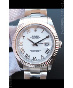 Rolex Datejust 41MM Cal.3135 Movement Swiss Replica Watch in 904L Steel Roman White Dial
