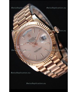 Rolex Day-Date 40MM Rose Gold in Pink Gold Textured Dial Roman Numerals Swiss Watch