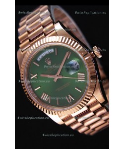 Rolex Day-Date 40MM Rose Gold in Green Dial with Roman Hour Numerals