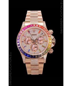 Rolex Daytona ICED OUT Rose Gold Watch Original Cal.4130 Movement - 1:1 Mirror 904L Steel Watch 