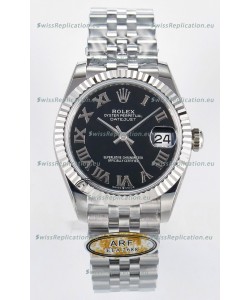 Rolex Super Clone Datejust ETA 2688 Movement 31MM Stainless Steel Black Roman Dial Watch 
