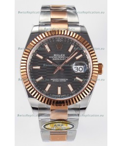 Rolex Super Clone Datejust ETA 3235 Movement 41MM Two Tone Rose Gold Plating Fluted Dial Watch