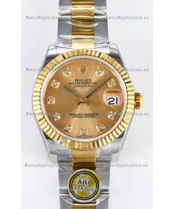 Rolex Super Clone Datejust ETA 2688 Movement 31MM Two Tone Yellow Gold Swiss Gold Dial