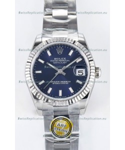 Rolex Super Clone Datejust ETA 2688 Movement 31MM Stainless Steel Blue Dial Watch 