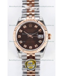 Rolex Super Clone Datejust ETA 2688 Movement 31MM Two Tone Rose Gold Swiss Brown Dial