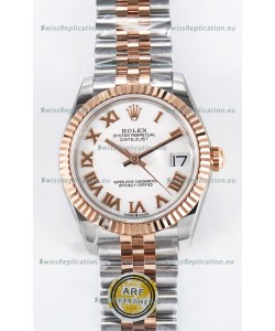 Rolex Super Clone Datejust ETA 2688 Movement 31MM Two Tone Rose Gold Swiss White Dial