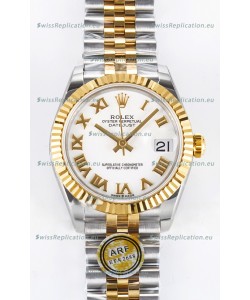 Rolex Super Clone Datejust ETA 2688 Movement 31MM Two Tone Yellow Gold Swiss White Dial