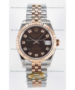 Rolex Super Clone Datejust ETA 2688 Movement 31MM Two Tone Rose Gold Swiss Brown Dial
