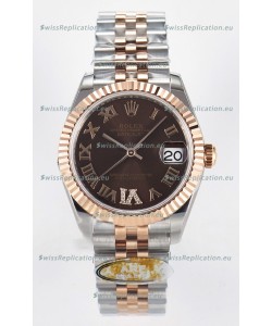 Rolex Super Clone Datejust ETA 2688 Movement 31MM Two Tone Rose Gold Swiss Brown Dial
