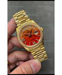 Rolex Day Date Carnelian 18K Yellow Gold Watch 36MM - 1:1 Mirror Replica Watch 