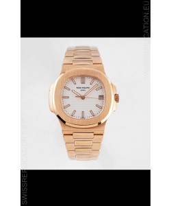 Patek Philippe Nautilus 5711/1R-001 1:1 Mirror Replica in 904L Steel Rose Gold White Dial