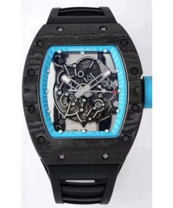 Richard Mille RM055 Forged Carbon Casing 1:1 Mirror Replica Watch in Black Strap 