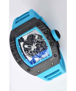 Richard Mille RM055 Forged Carbon Casing 1:1 Mirror Replica Watch in Blue Strap 