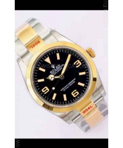 Rolex Explorer I Black Dial - Yellow Gold on Steel in 3235 Swiss Automatic Movement