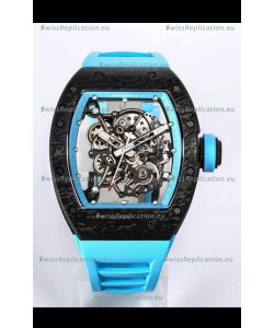 Richard Mille RM055 Black Carbon Casing 1:1 Mirror Replica Watch in Blue Strap