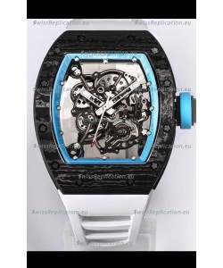Richard Mille RM055 Black Carbon Casing 1:1 Mirror Replica Watch in White Strap