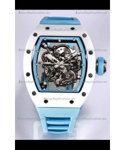 Richard Mille RM055 White Ceramic Casing 1:1 Mirror Replica Watch in Blue Strap