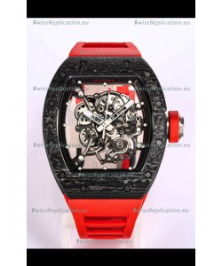 Richard Mille RM055 Black Carbon Casing 1:1 Mirror Replica Watch in Red Strap