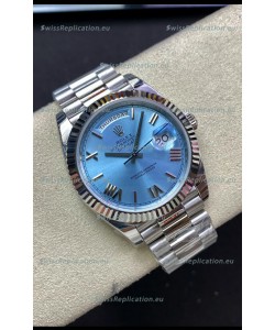 Rolex Day Date M228236-0012 904L Steel 40MM - Ice Blue Dial 1:1 Mirror Replica