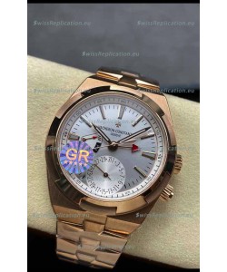 Vacheron Constantin Overseas Dual Time Rose Gold 1:1 Mirror Swiss Replica Watch in Steel Dial