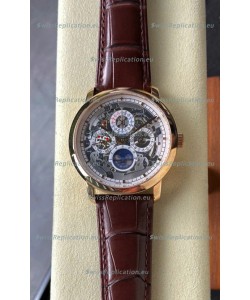 Vacheron Constantin Patrimony Traditionelle Rose Gold Skeleton Swiss Replica Watch 