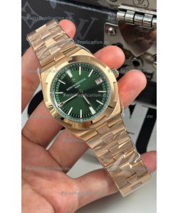 Vacheron Constantin Super Clone Overseas 1:1 Mirror Swiss Replica Watch in Rose Green Steel Dial