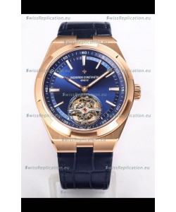 Vacheron Constantin Overseas Tourbillon Rose Gold in Blue Dial Leather Strap 1:1 Mirror Replica