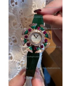 Bvlgari Divas's Dream Edition Watch in Rose Gold Casing - Diamonds Paved Bezel Swiss Replica