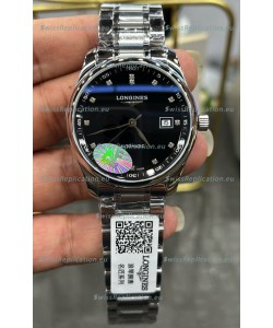 Longines Master Collection Automatic Moonphase Black Dial Swiss Replica Watch Steel Strap