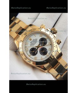 Rolex Daytona Japanese Movement Gold Casing Replica Watch in White Dial 
