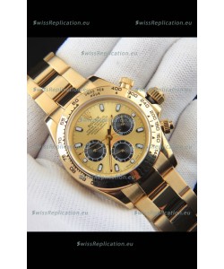 Rolex Daytona Japanese Movement Gold Casing Replica Watch in Gold Dial 
