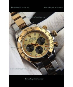 Rolex Daytona Japanese Movement Two Tone Gold Casing Watch in Gold Dial 