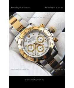 Rolex Daytona Japanese Movement Two Tone Gold Casing Watch in White Dial 