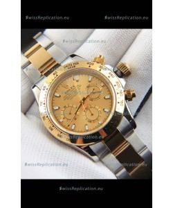 Rolex Daytona Japanese Movement Two Tone Gold Casing Watch in Gold Dial 