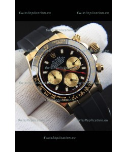 Rolex Daytona Japanese Movement Gold Casing Replica Watch in Black Dial 