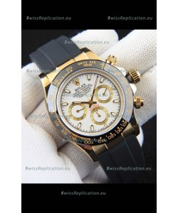 Rolex Daytona Japanese Movement Gold Casing Replica Watch in White Dial 