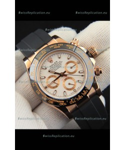 Rolex Daytona Japanese Movement Gold Casing Replica Watch in White Dial 