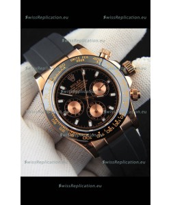 Rolex Daytona Japanese Movement Gold Casing Replica Watch in Black Dial 