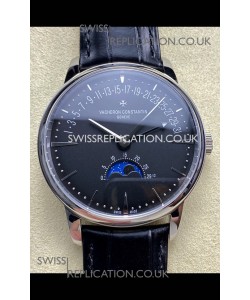 Vacheron Constantin Patrimony Moonphase Stainless Steel Black Dial Swiss Replica Watch 