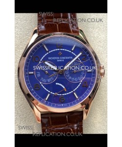 Vacheron Constantin Fiftysix Day-Date Rose Gold Blue Dial Swiss Replica Watch 