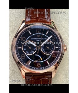 Vacheron Constantin Fiftysix Day-Date Rose Gold Black Dial Swiss Replica Watch 