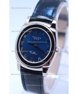 Rolex Cellini Cestello Ladies Swiss Blue Watch in Roman Markers